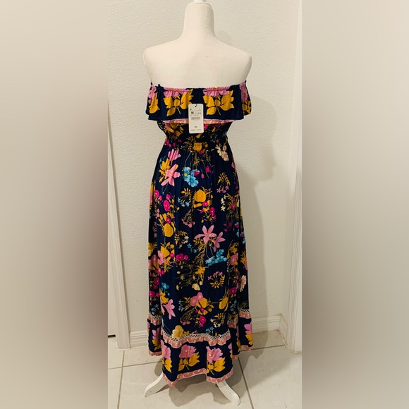 Floral Maxi Vintage Off shoulder Dress - New - Picture 7 of 8